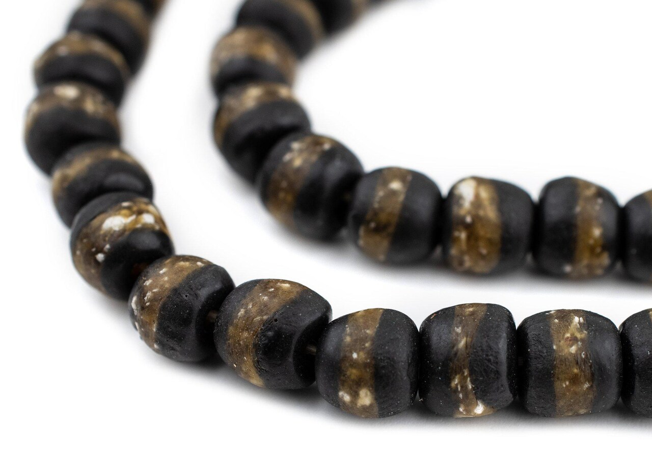 The Bead Chest African Kente Beads - Full Strand of Krobo Glass Beads (Black)
